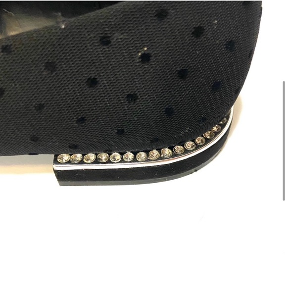 6 🔖 ZARA Pointed Diamond Heel Polka Dot Lace Flats Black - Picture 3 of 6